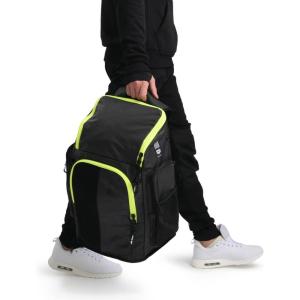 ARENA Spiky III Backpack 45 Swimming Athlete Sports Gym Rucksack Large Training Gear Equipment Swim Bag for Men and Women, 45 Liters, Green(Dark Smoke/Neon Yellow)