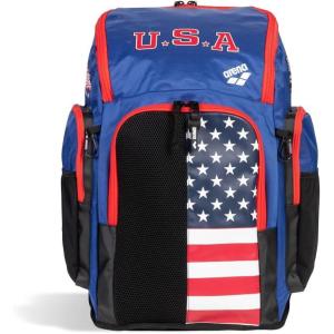 ARENA Spiky III Backpack 45 Swimming Athlete Sports Gym Rucksack Large Training Gear Equipment Swim Bag for Men and Women, 45 Liters, Green(US Team)