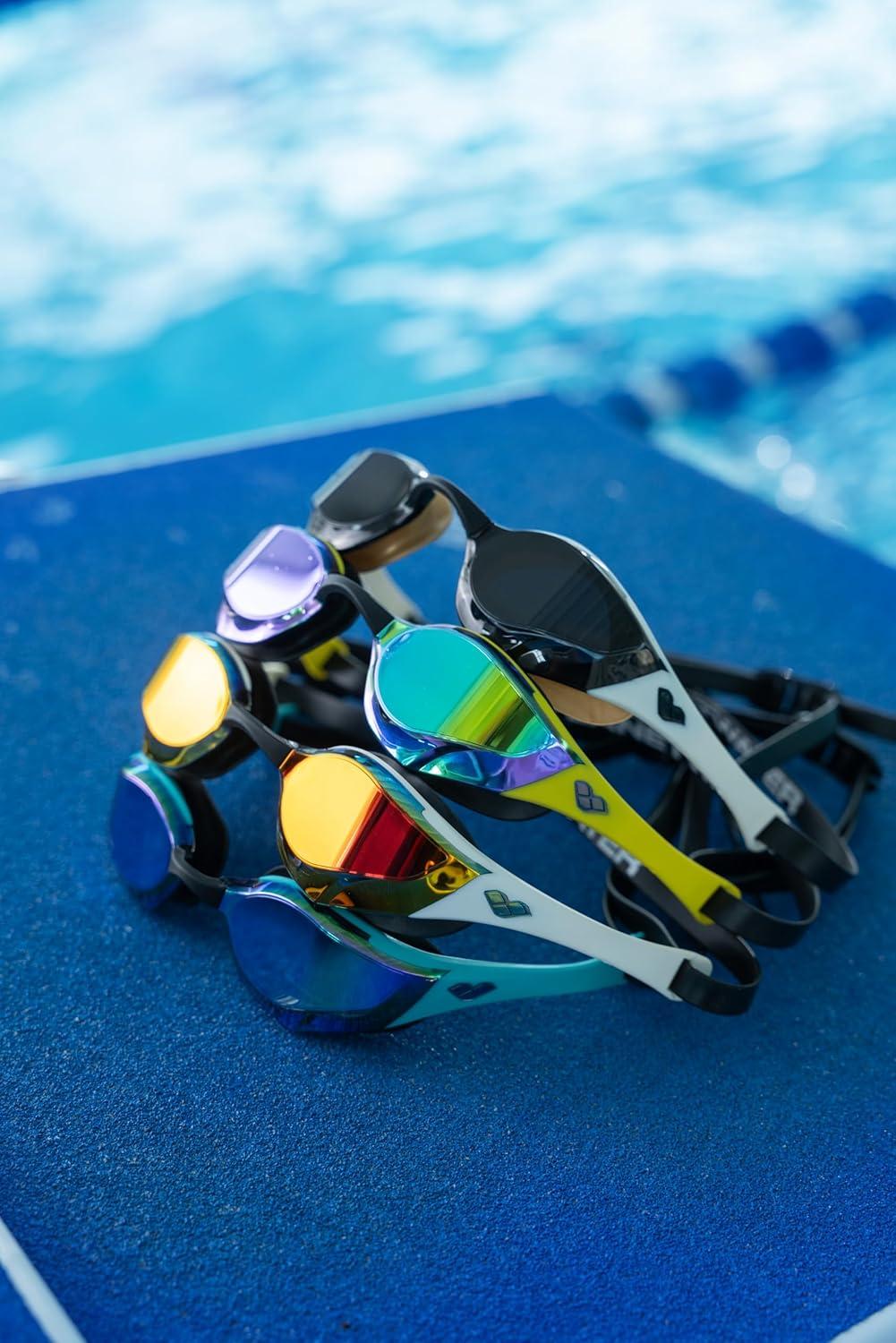 imageARENA Unisex Cobra Edge Swipe AntiFog Racing Swim Goggles for Men and Women Polycarbonate MirrorNonMirror LensSmokepeacockblack