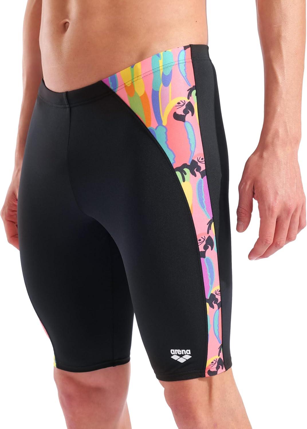 imageArena Mens Arena Performance Mens Tropical Delight Swim Jammer Sports Shorts Bathing SuitBlackMulti