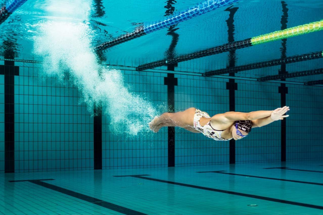 imageArena Print Unisex Soft Silicone Swim Cap for Women and Men Intensive Training Comfortable NonSlip Long Hair Swimming HatMemphis Blue Pink