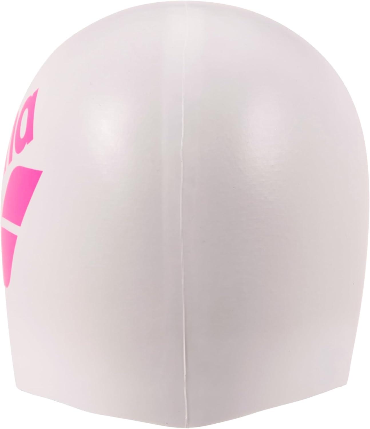 imageArena Unisex Big Logo Silicone Swim Cap Women and Men Fitness Swimmers Intensive Training Durable Soft Elastic Bathing CapWhiteShocking Pink
