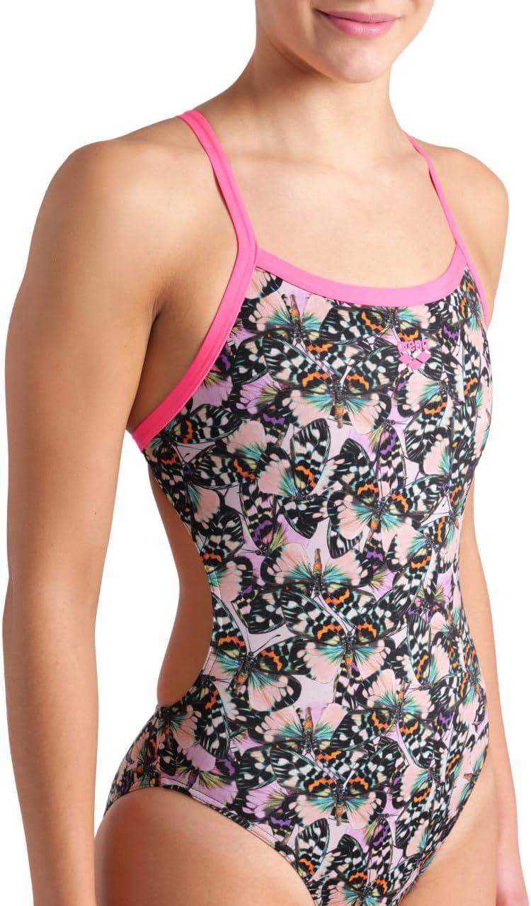 imageArena Womens Arena Performance Womens Butterflies Challenge Back Training Swimsuit Ladies Bathing SuitShocking PinkMulti