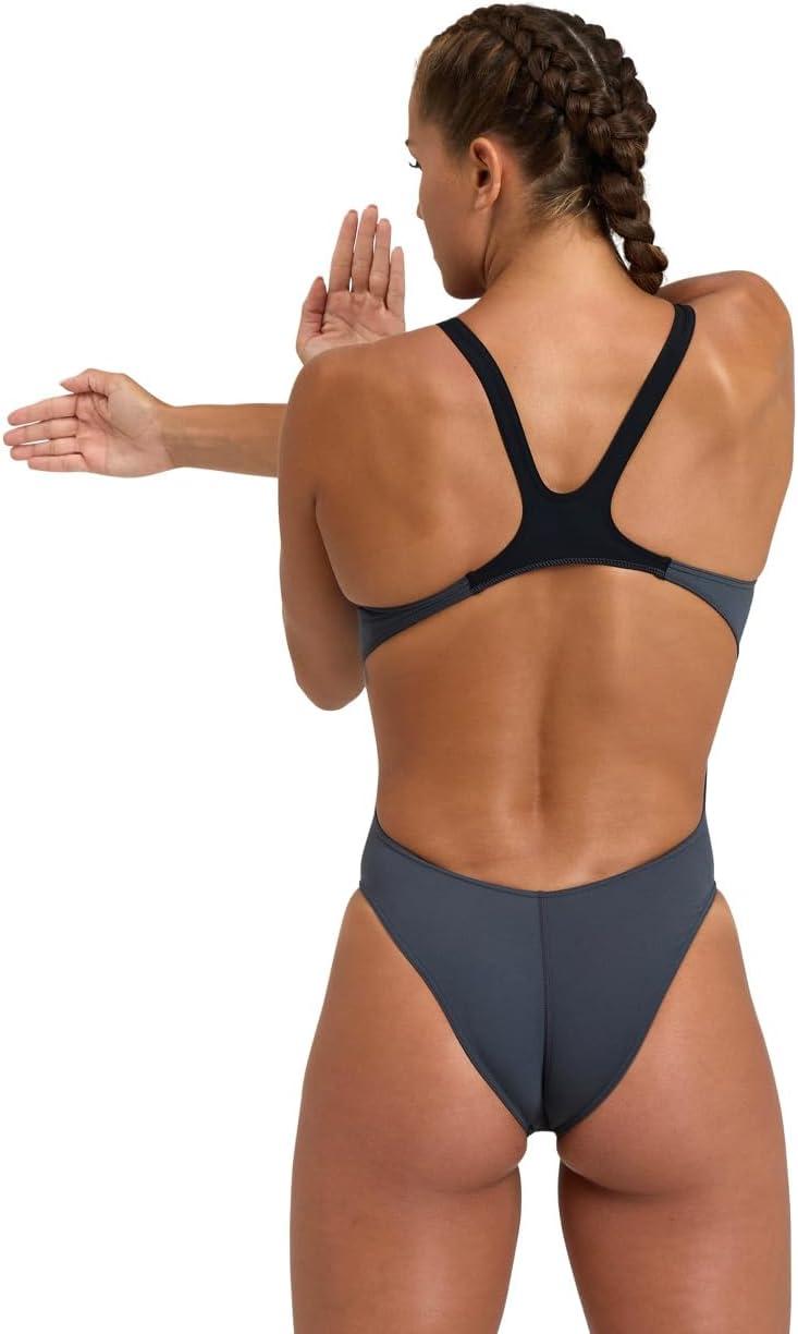 imageArena Womens Arena Performance Womens Solid Team Swim Tech SwimsuitAsphaltBlack