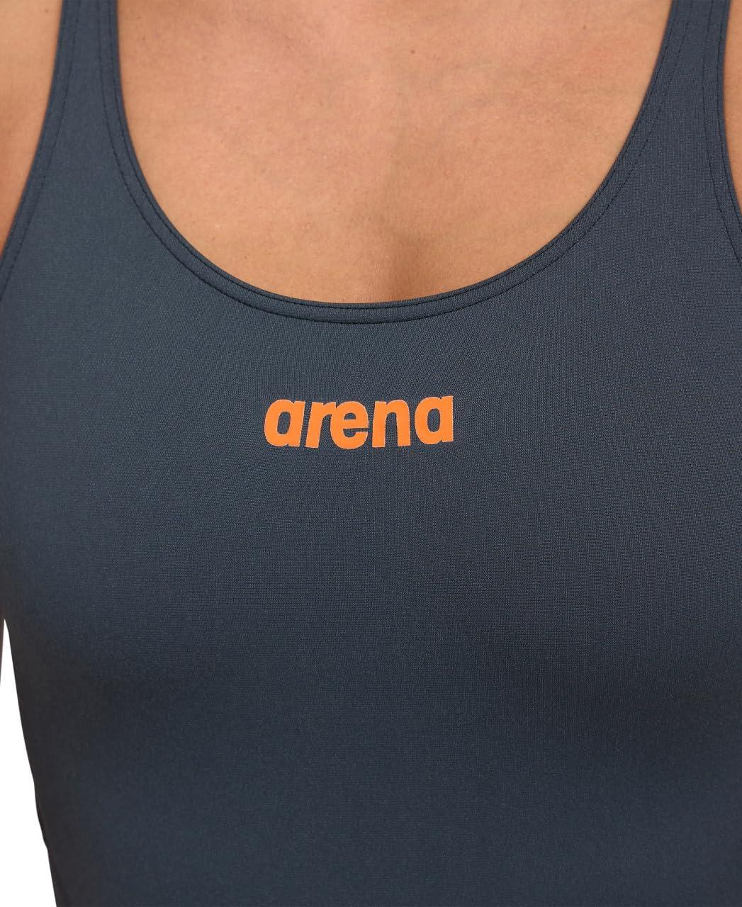 imageArena Womens Arena Performance Womens Solid Team Swim Tech SwimsuitAsphaltBlack