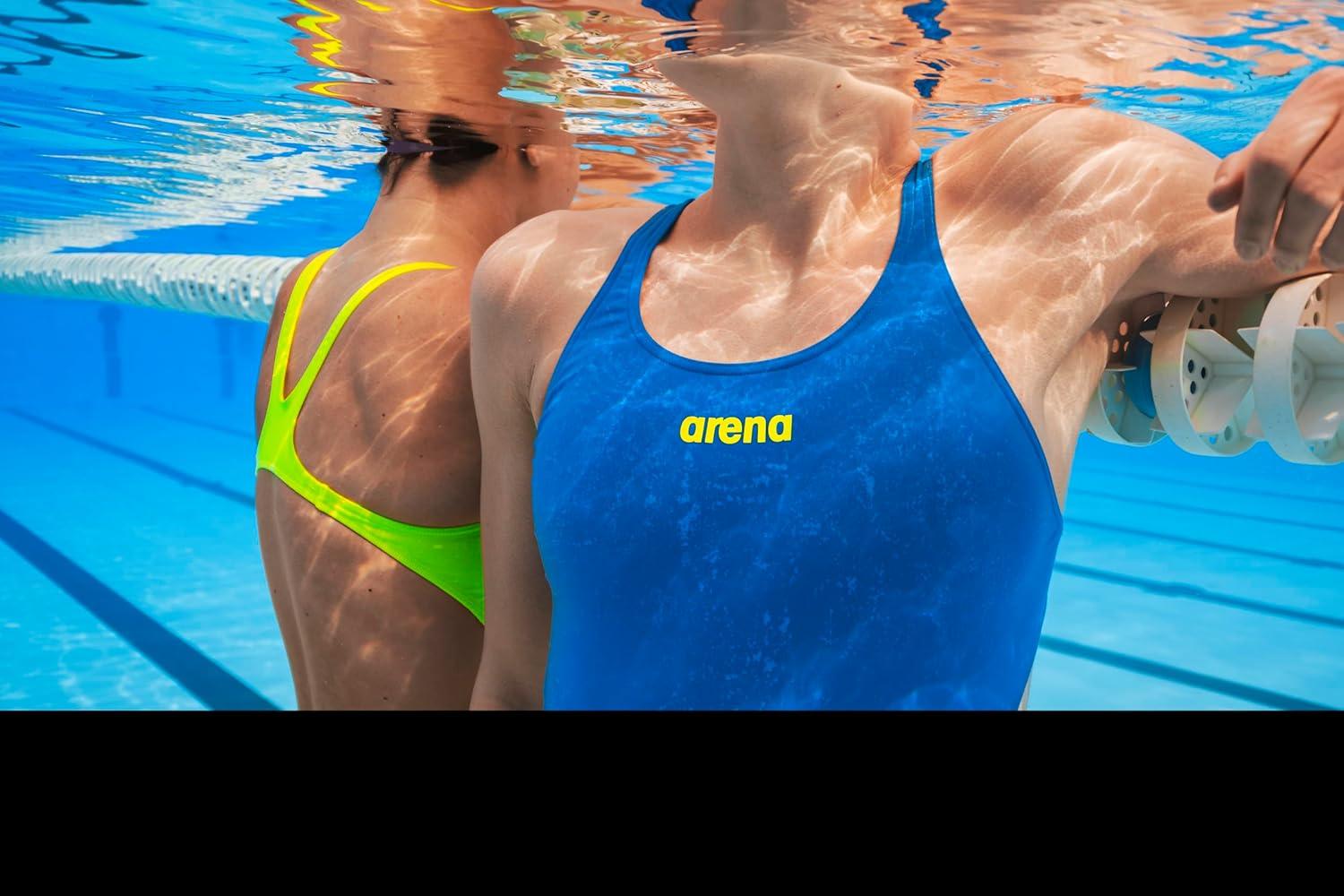 imageArena Womens Arena Performance Womens Solid Team Swim Tech SwimsuitBlue RiverArctic Lime