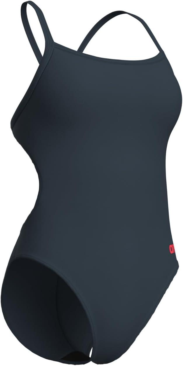 imageArena Womens Solid Team Swimsuit Challenge Back MaxLife Open Back Bathing Suit Athletic SwimwearAsphaltBright Coral