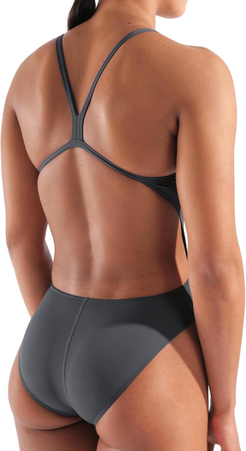 imageArena Womens Solid Team Swimsuit Challenge Back MaxLife Open Back Bathing Suit Athletic SwimwearAsphaltBright Coral