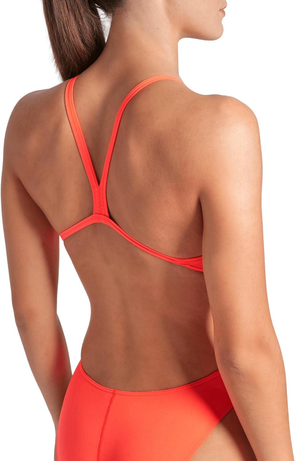 imageArena Womens Solid Team Swimsuit Challenge Back MaxLife Open Back Bathing Suit Athletic SwimwearBright CoralPlum