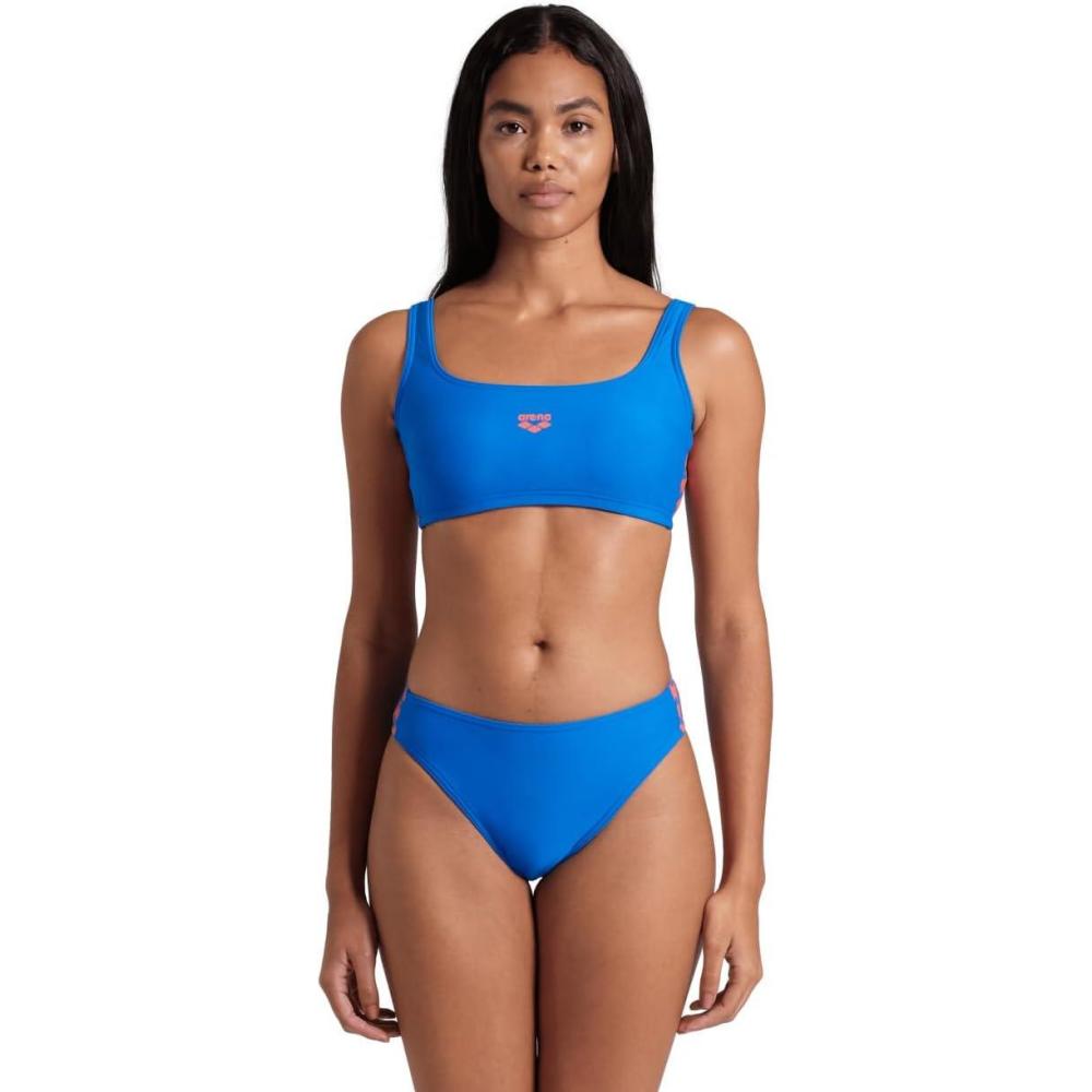 imageARENA Feel Womens Icons Solid Bralette Bikini Set Two Piece Pool Bathing SwimsuitBlue ChinaCalypso Coral