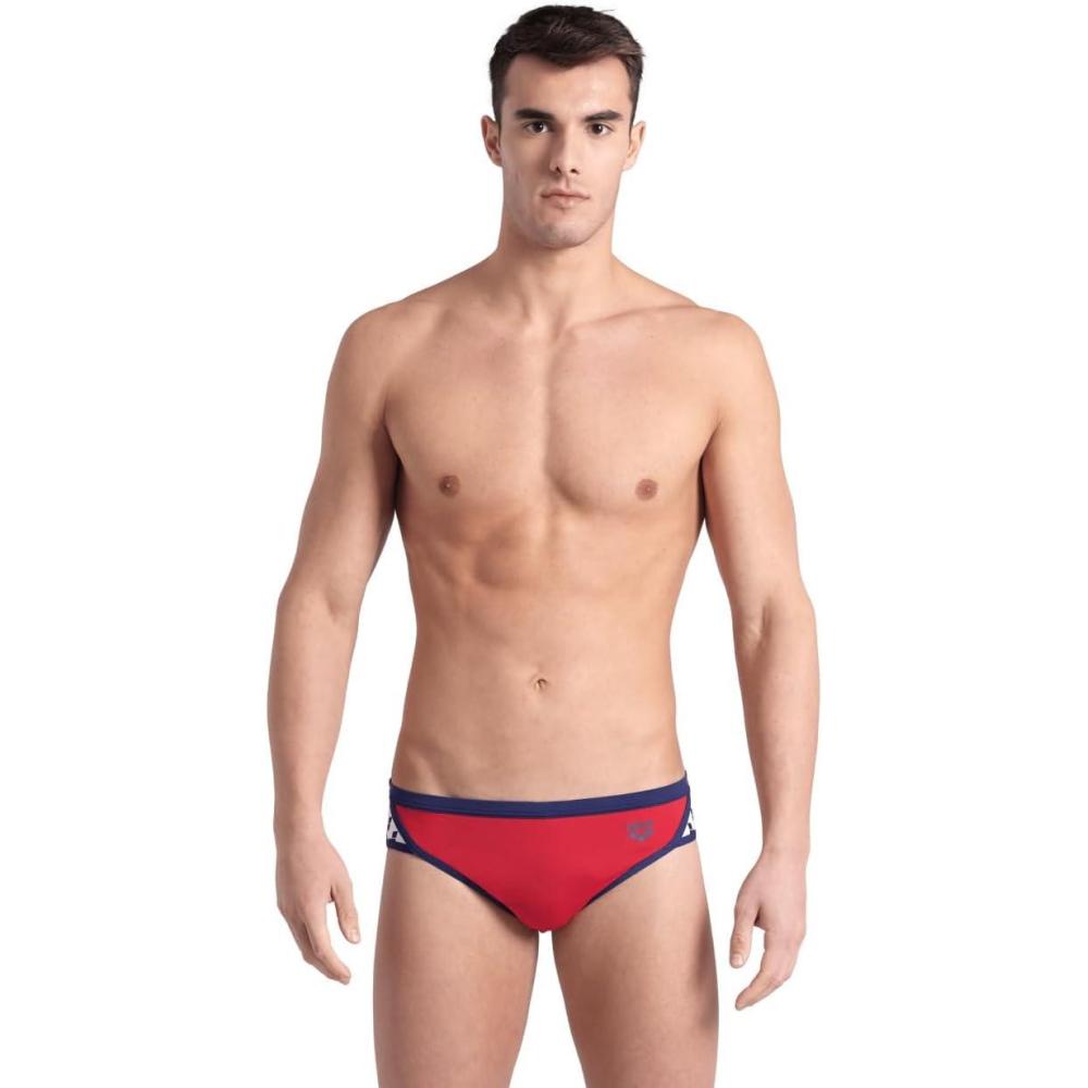 imageARENA Mens Icons Solid Swim Briefs Professional Training Swimsuit Sports TrunkRedNavy