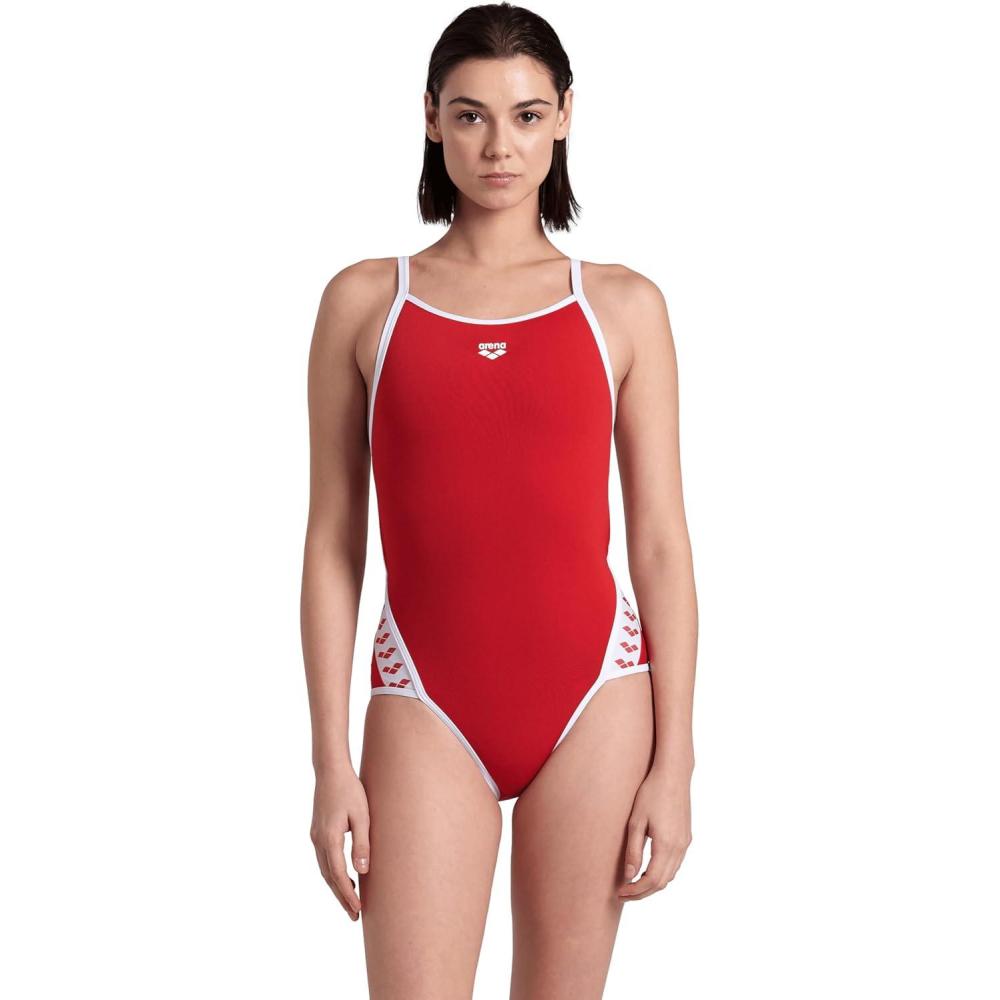 imageARENA Performance Womens Icons Panel Swimsuit Super Fly Back One Piece Training SuitRedWhite