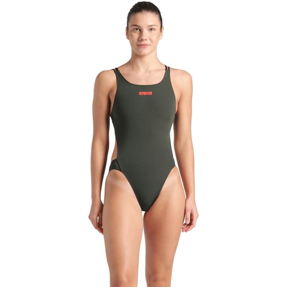 imageARENA Performance Womens Sports Swimsuit Team Solid Tech Back Multi Bathing SuitDark SageBlack