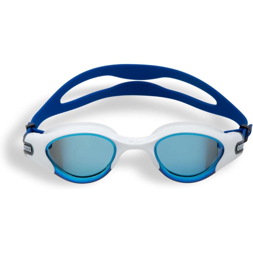imageARENA Unisex Adult The One Plus Swim Goggles Watertight Fit OrbitProof Seals AntiFog Coating Fitness Swimmers TriathletesBlue MirrorWhite