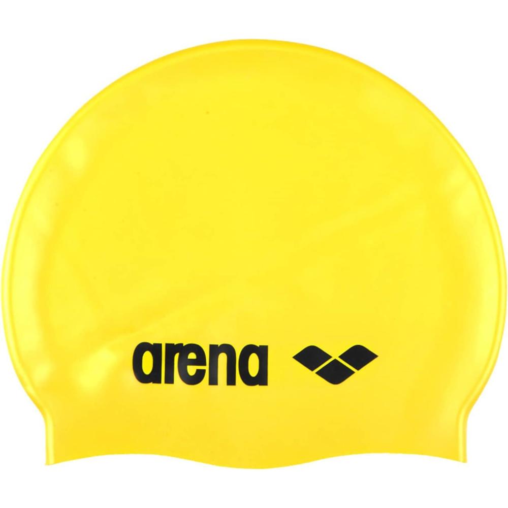 imageArena Classic Unisex Soft Silicone Swim Cap for Women and Men Intensive Training Comfortable NonSlip Long Hair Swimming HatYellowBlack