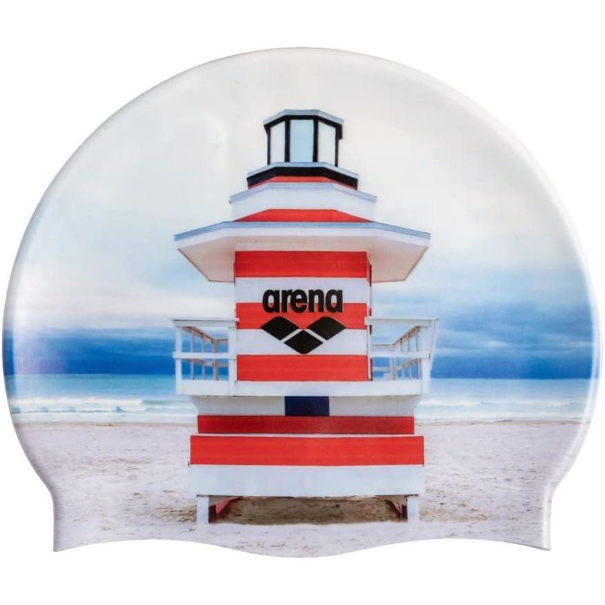 imageArena HD Unisex Adult Elastic Silicone Swim Cap for Men and Women Fitness Swimming Gear Soft and Stretchy Pool Bathing CapLifeguard