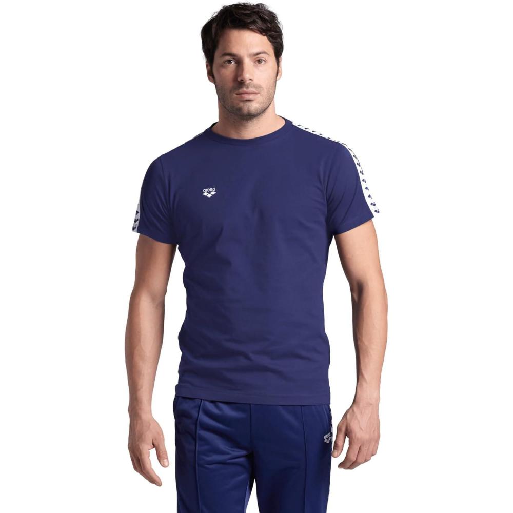 imageArena Mens Arena Mens Team TShirt 100 Cotton Slim Fit Short Sleeve Casual Athletic WearNavyWhiteLogo