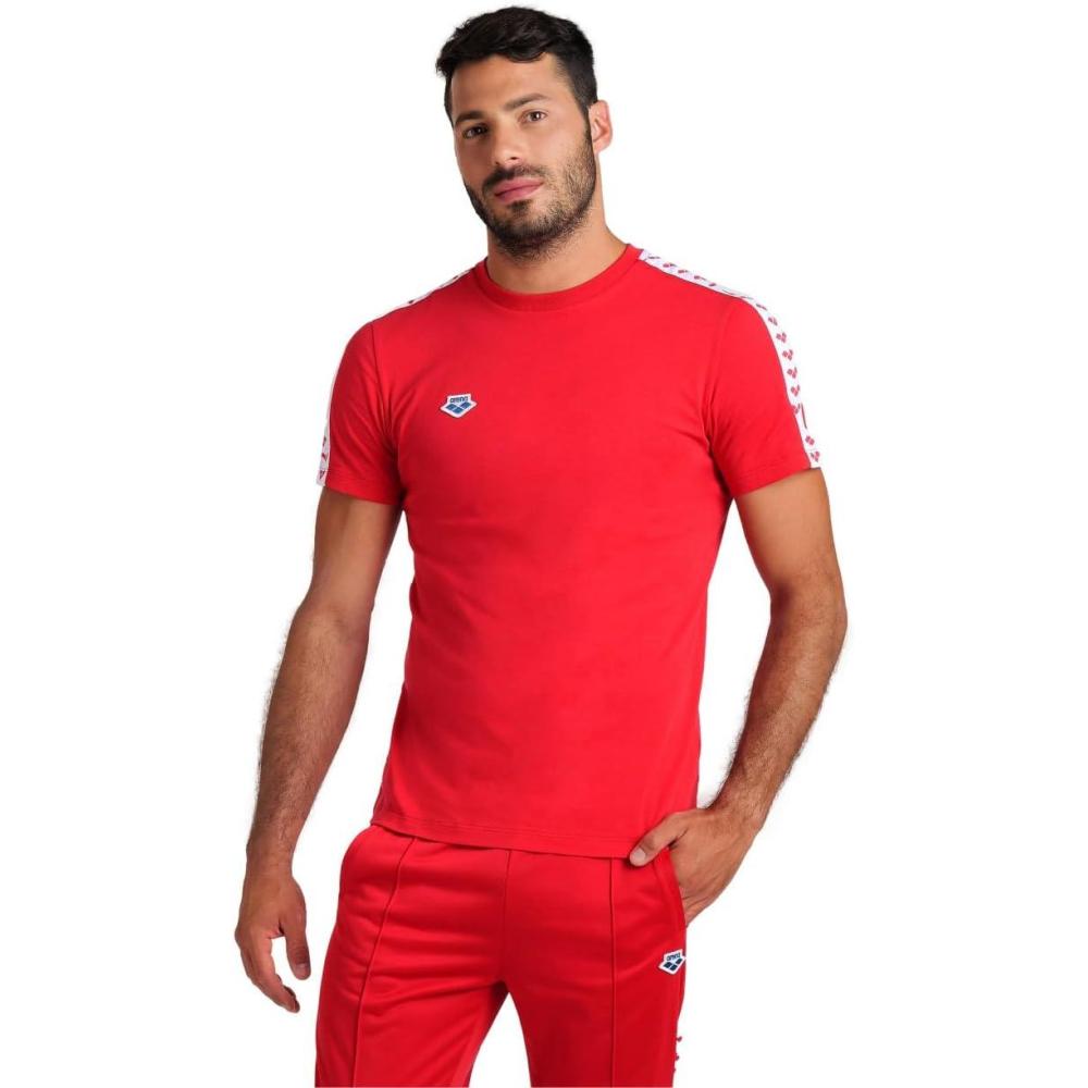 imageArena Mens Arena Mens Team TShirt 100 Cotton Slim Fit Short Sleeve Casual Athletic WearRedWhiteLogo