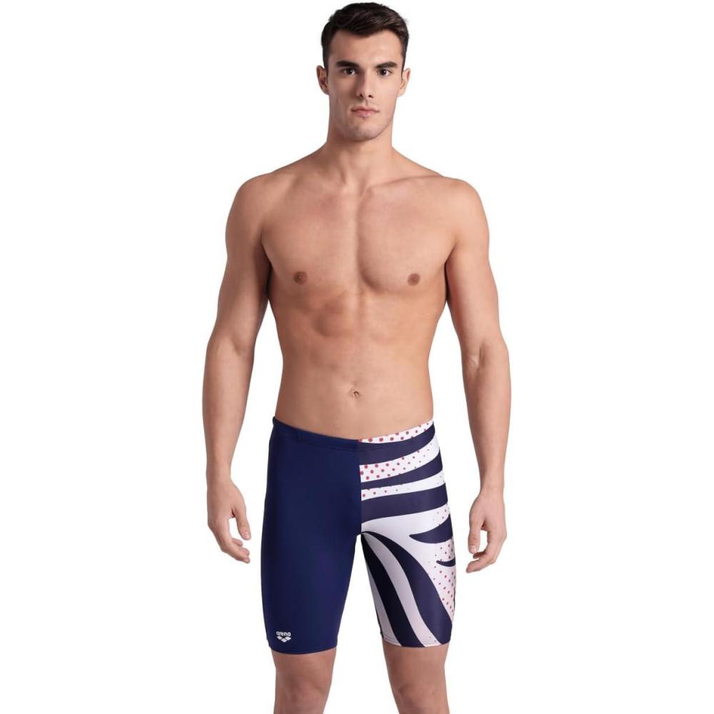 imageArena Mens Arena Performance Mens Multi Stripes Swim JammerNavyWhite Multi