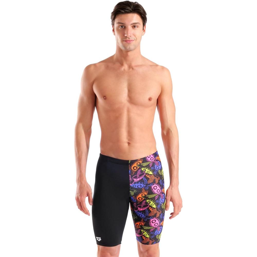 imageArena Mens Arena Performance Mens Sea Turtles Swim Jammer Sports Shorts Bathing SuitBlackMulti