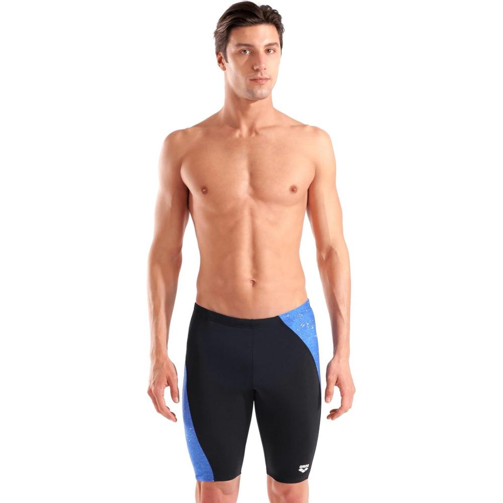 imageArena Mens Performance Ribbed Swim Jammer Sports Shorts Training Bathing SuitBlackRoyal Multi