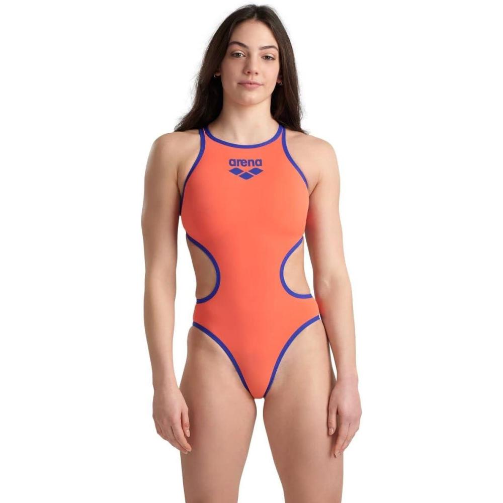 imageArena One Big Logo Womens Swimsuit Tech One Back One Piece Construction MaxLife Training Suit485  Orange