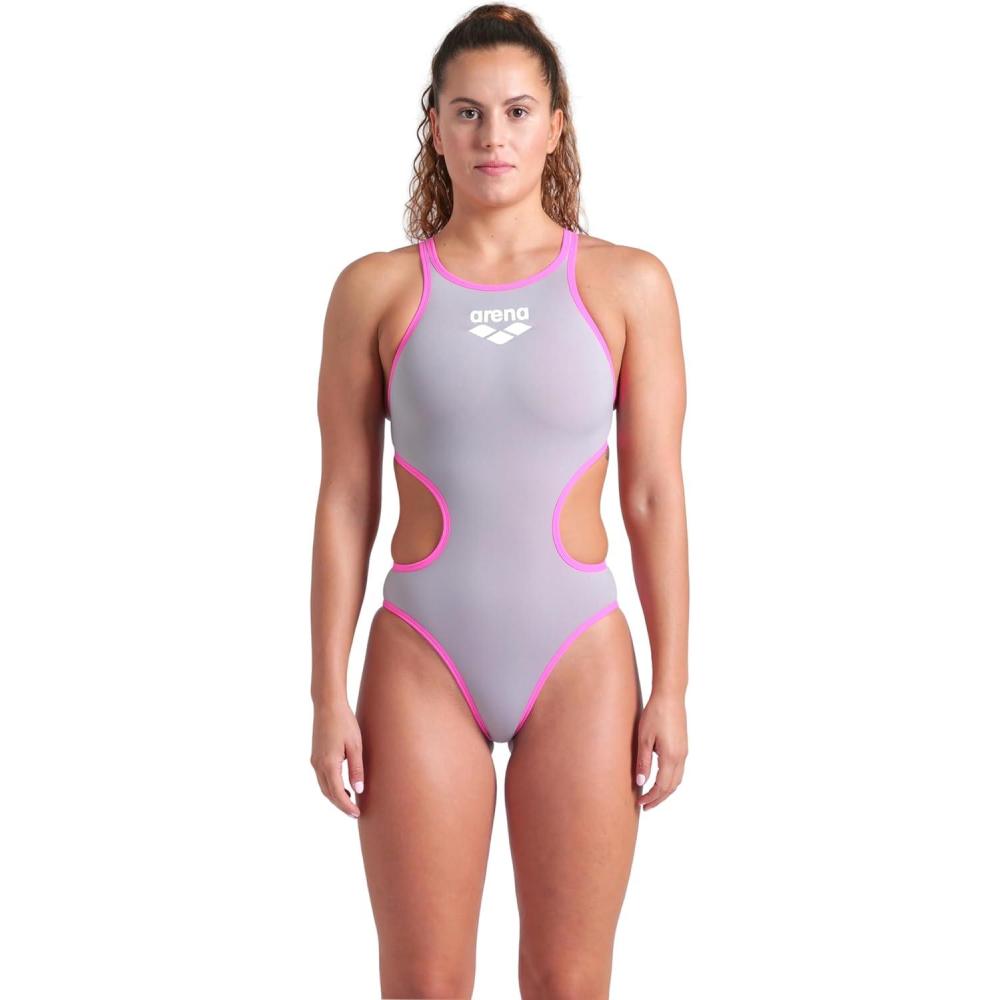 imageArena One Big Logo Womens Swimsuit Tech One Back One Piece Construction MaxLife Training SuitSea FoamFluo Pink