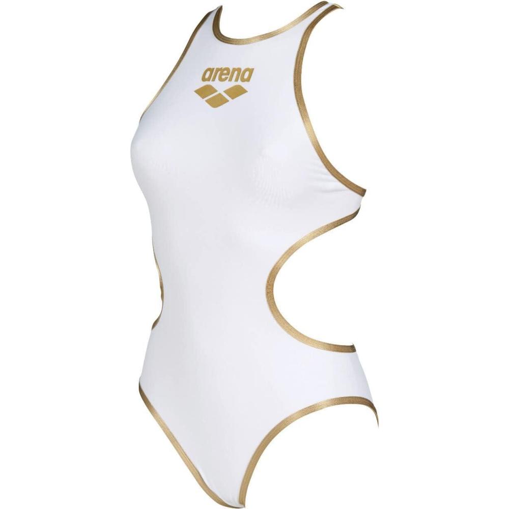 imageArena One Big Logo Womens Swimsuit Tech One Back One Piece Construction MaxLife Training SuitWhitegoldr
