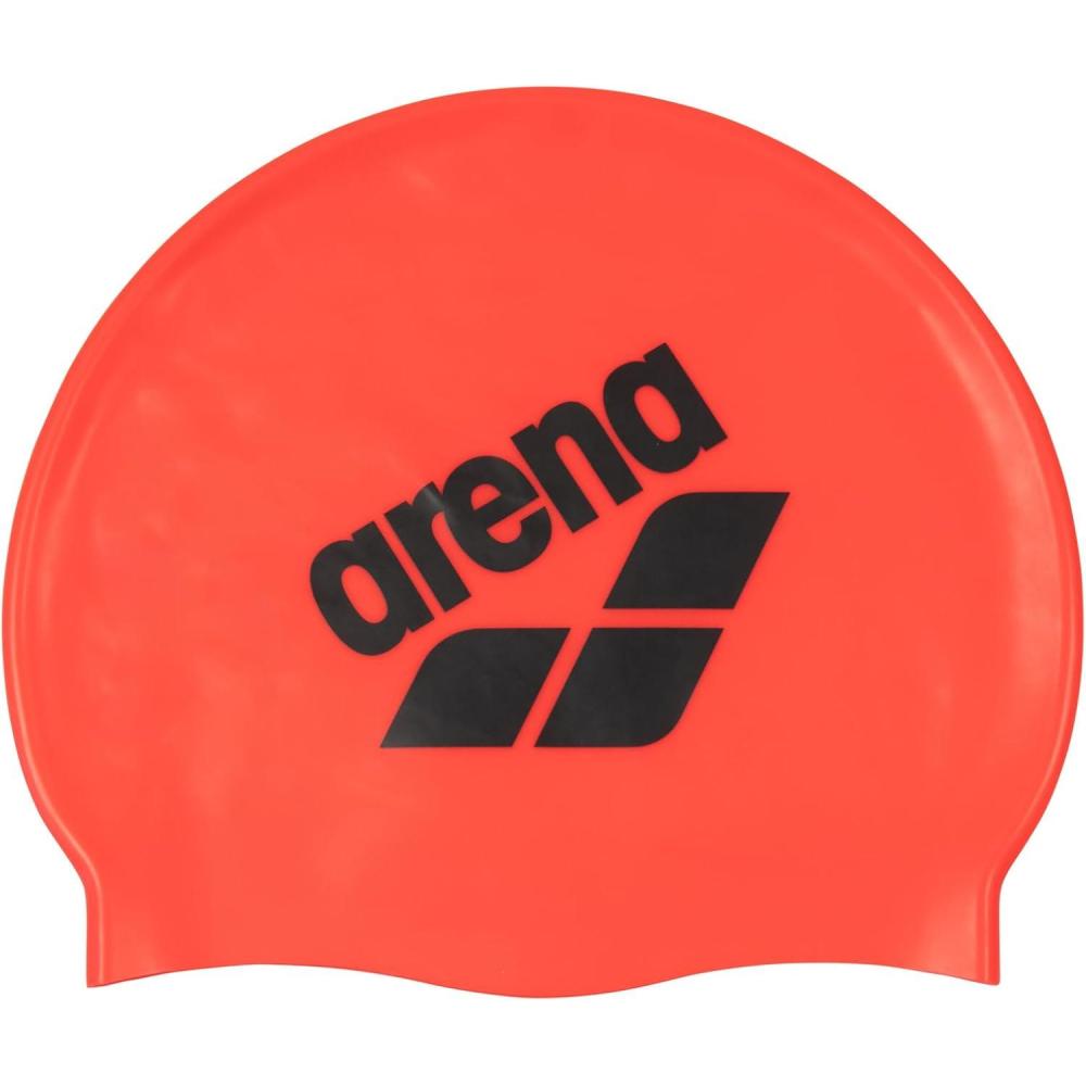 imageArena Unisex Big Logo Silicone Swim Cap Women and Men Fitness Swimmers Intensive Training Durable Soft Elastic Bathing CapBright CoralAsphalt