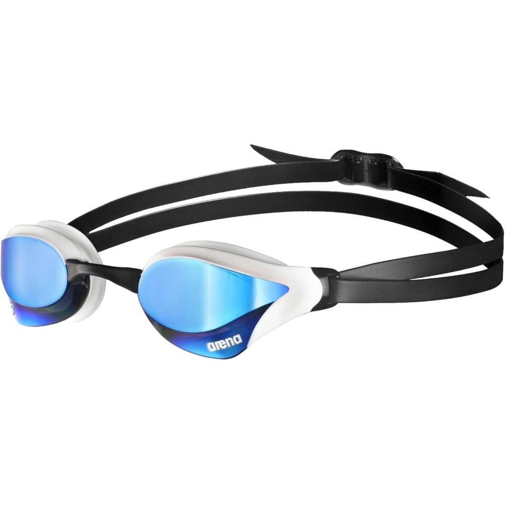 imageArena Unisex Cobra Core Swipe AntiFog Racing Swim Goggles for Men and Women Polycarbonate MirrorNonMirror LensBlueWhite