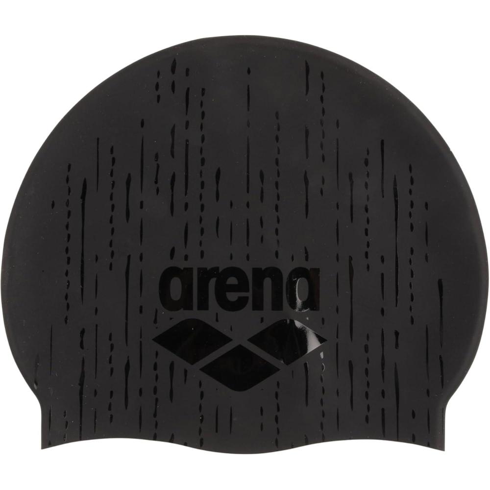 imageArena Unisex Shine Silicone Swim Cap for Women and Men Fitness Swimmers Intensive Training Durable Soft Elastic Bathing CapBlackBlue