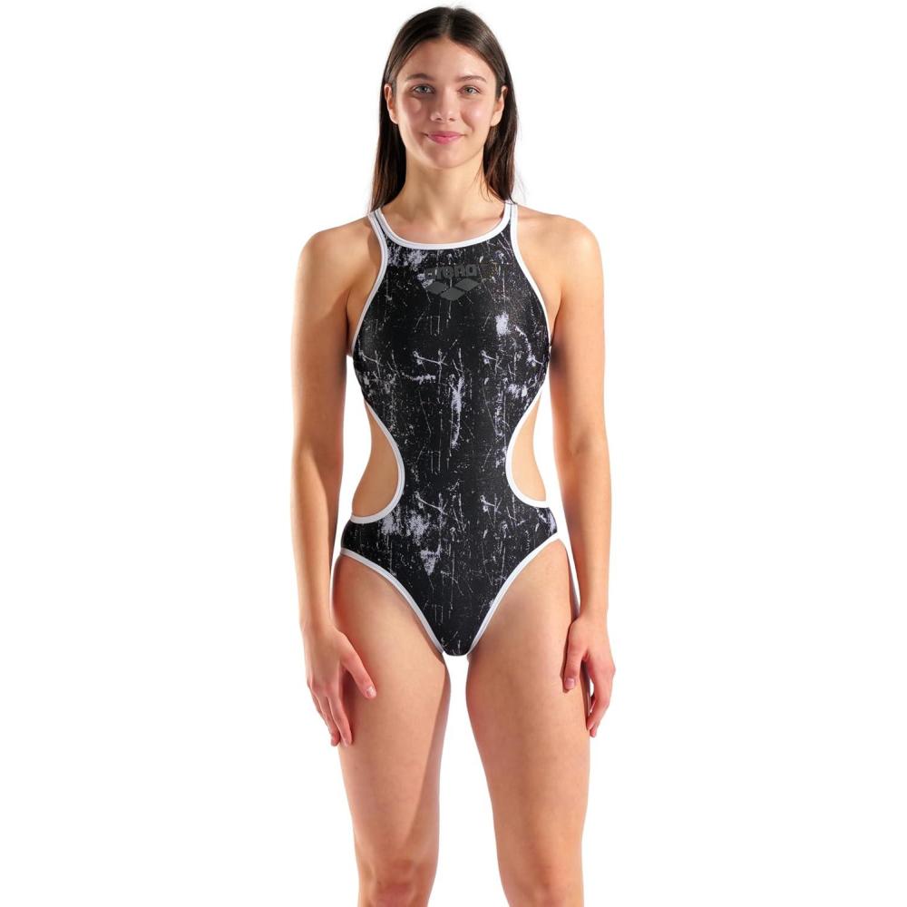 imageArena Womens Arena One Womens Lacquer Swimsuit Tech One Back One Piece Technical Bathing SuitMulti BlackWhite