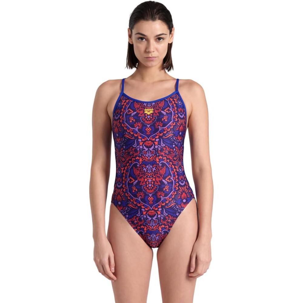 imageArena Womens Arena Performance Womens Arabesque Lace Back SwimsuitNeon BlueBlue Multi