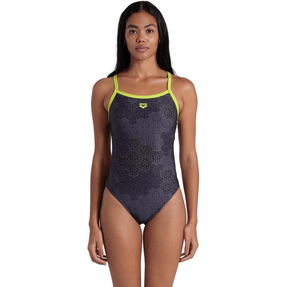 imageArena Womens Arena Performance Womens Camo Kikko Challenge Back SwimsuitSoft GreenBlack Multi