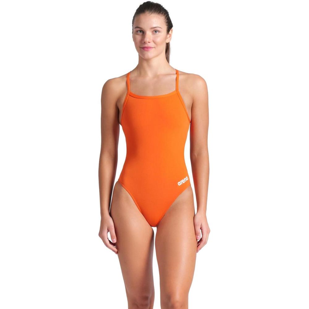 imageArena Womens Solid Team Swimsuit Challenge Back MaxLife Open Back Bathing Suit Athletic SwimwearTeam Orange