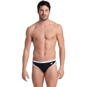 ARENA Men’s Icons Solid Swim Briefs Professional Training Swimsuit Sports Trunk(Black/White)