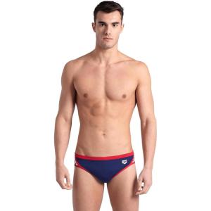 ARENA Men’s Icons Solid Swim Briefs Professional Training Swimsuit Sports Trunk(Navy/Red)
