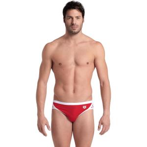 ARENA Men’s Icons Solid Swim Briefs Professional Training Swimsuit Sports Trunk(Red/White)