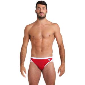ARENA Men’s Icons Solid Swim Briefs Professional Training Swimsuit Sports Trunk(Red/White Logo)