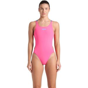 ARENA Performance Women’s Sports Swimsuit Team Solid Tech Back Multi Bathing Suit(Shocking Pink/Blue River)