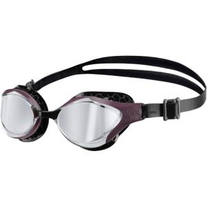 ARENA Unisex Adult Air-Bold Swipe Anti-Fog Training Swim Goggles Men and Women Cushioned Seals Large Fit Wide Lenses(Silver/Red Wine)