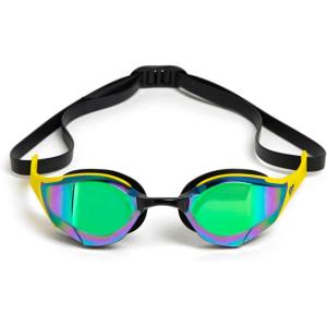 ARENA Unisex Cobra Edge Swipe Anti-Fog Racing Swim Goggles for Men and Women Polycarbonate Mirror/Non-Mirror Lens(Emerald-yellow-black)