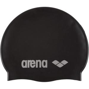 Arena Classic Unisex Soft Silicone Swim Cap for Women and Men, Intensive Training Comfortable Non-Slip Long Hair Swimming Hat(Black/Silver)