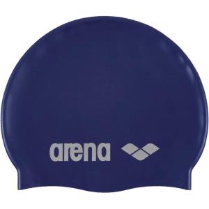 Arena Classic Unisex Soft Silicone Swim Cap for Women and Men, Intensive Training Comfortable Non-Slip Long Hair Swimming Hat(Denim/Silver)