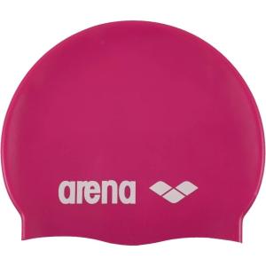 Arena Classic Unisex Soft Silicone Swim Cap for Women and Men, Intensive Training Comfortable Non-Slip Long Hair Swimming Hat(Fuchsia/White)