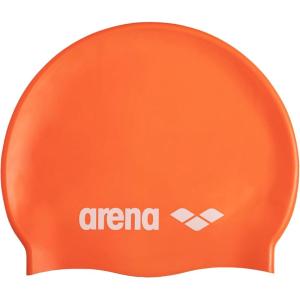 Arena Classic Unisex Soft Silicone Swim Cap for Women and Men, Intensive Training Comfortable Non-Slip Long Hair Swimming Hat(Orange)