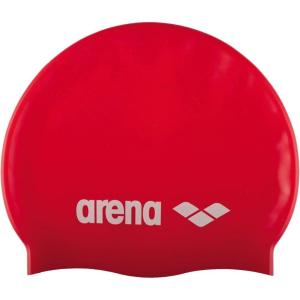 Arena Classic Unisex Soft Silicone Swim Cap for Women and Men, Intensive Training Comfortable Non-Slip Long Hair Swimming Hat(Red/White)
