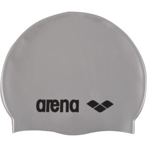 Arena Classic Unisex Soft Silicone Swim Cap for Women and Men, Intensive Training Comfortable Non-Slip Long Hair Swimming Hat(Silver/Black)