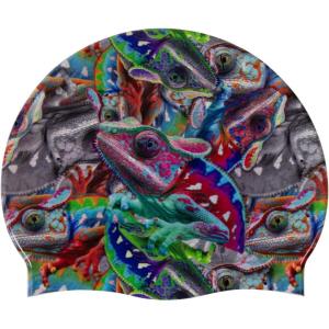 Arena HD Unisex Adult Elastic Silicone Swim Cap for Men and Women, Fitness Swimming Gear Soft and Stretchy Pool Bathing Cap(Arena Iguanas)