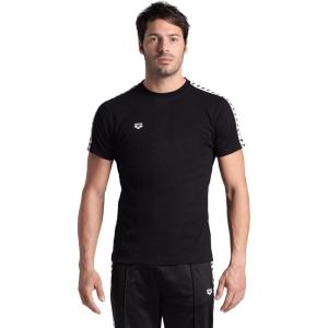 Arena Mens Arena Men’s Team T-Shirt 100% Cotton Slim Fit Short Sleeve Casual Athletic Wear(Black/White/Black)